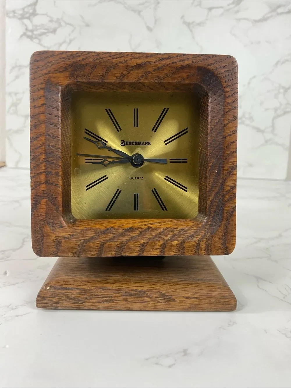RETRO Wooden Table Clock with Gold Dial